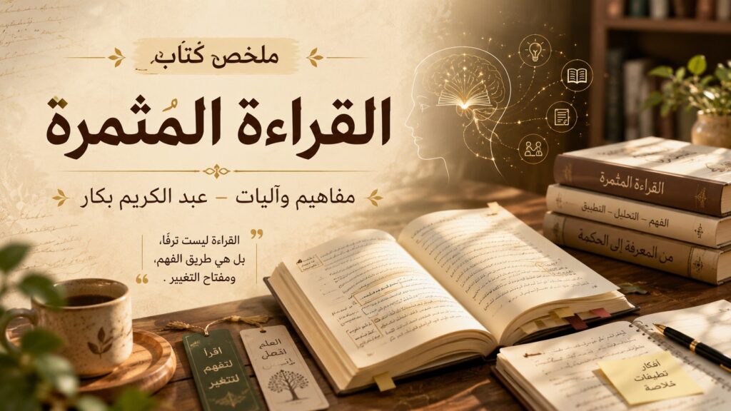ملخص كتاب القراءة المثمرة مفاهيم وآليات  كيف تقرأ بذكاء وتفهم بعمق؟